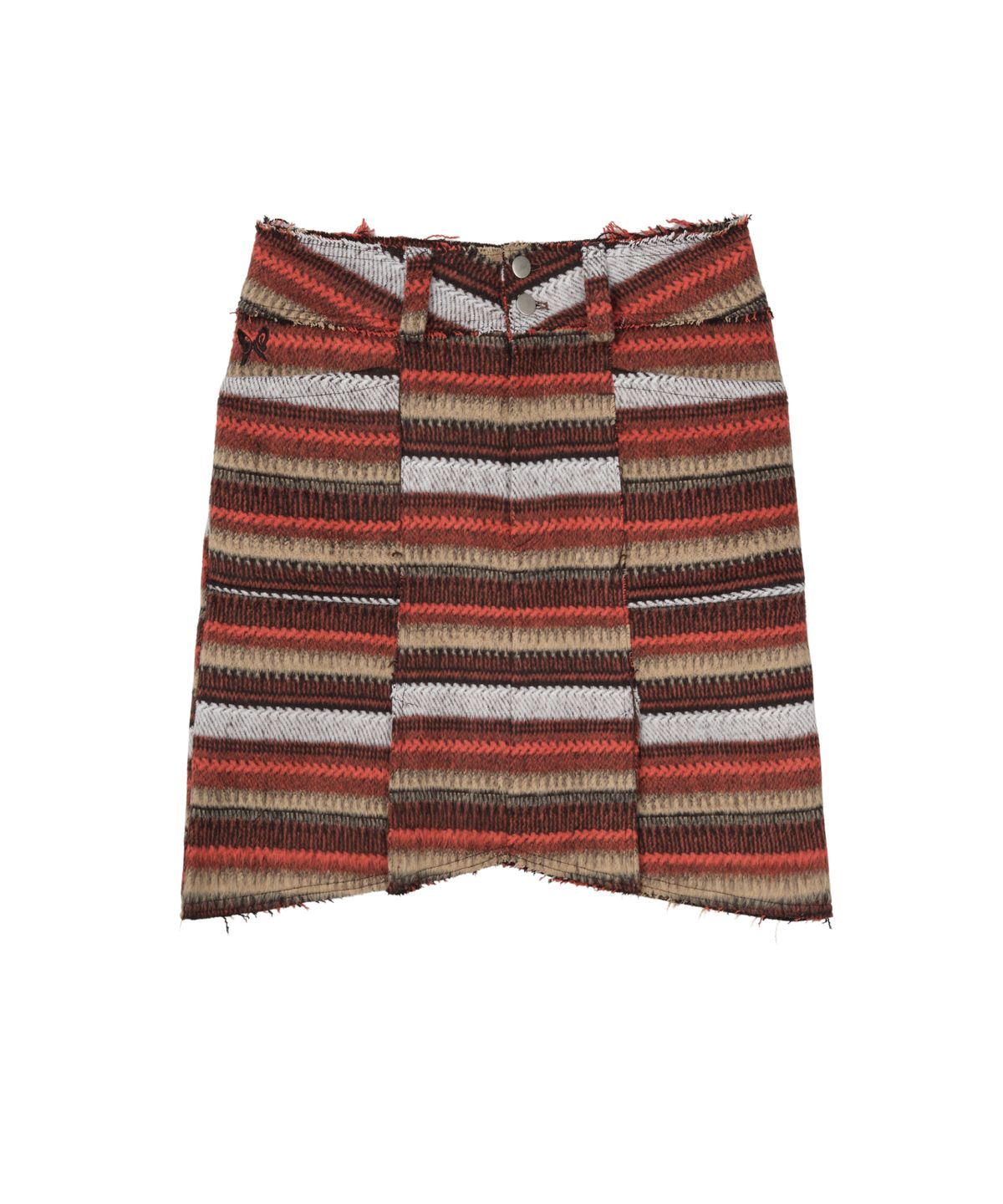 구월십일(GUWOLSIBIL) Raw edge Midi Skirt Washed Horizontal Stripe