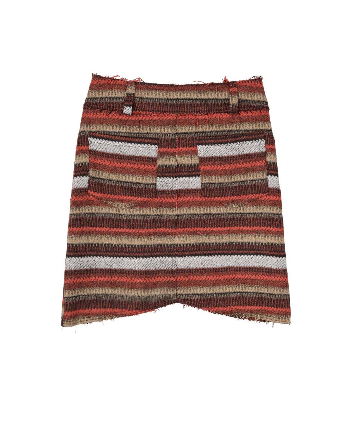 구월십일(GUWOLSIBIL) Raw edge Midi Skirt Washed Horizontal Stripe