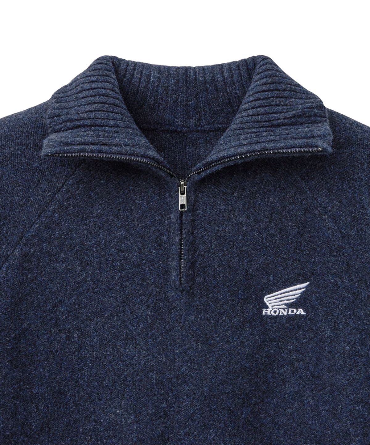 핍스 모터사이클(PHYPS MOTORCYCLE) Mesh Detail Half Zip Knit Blue