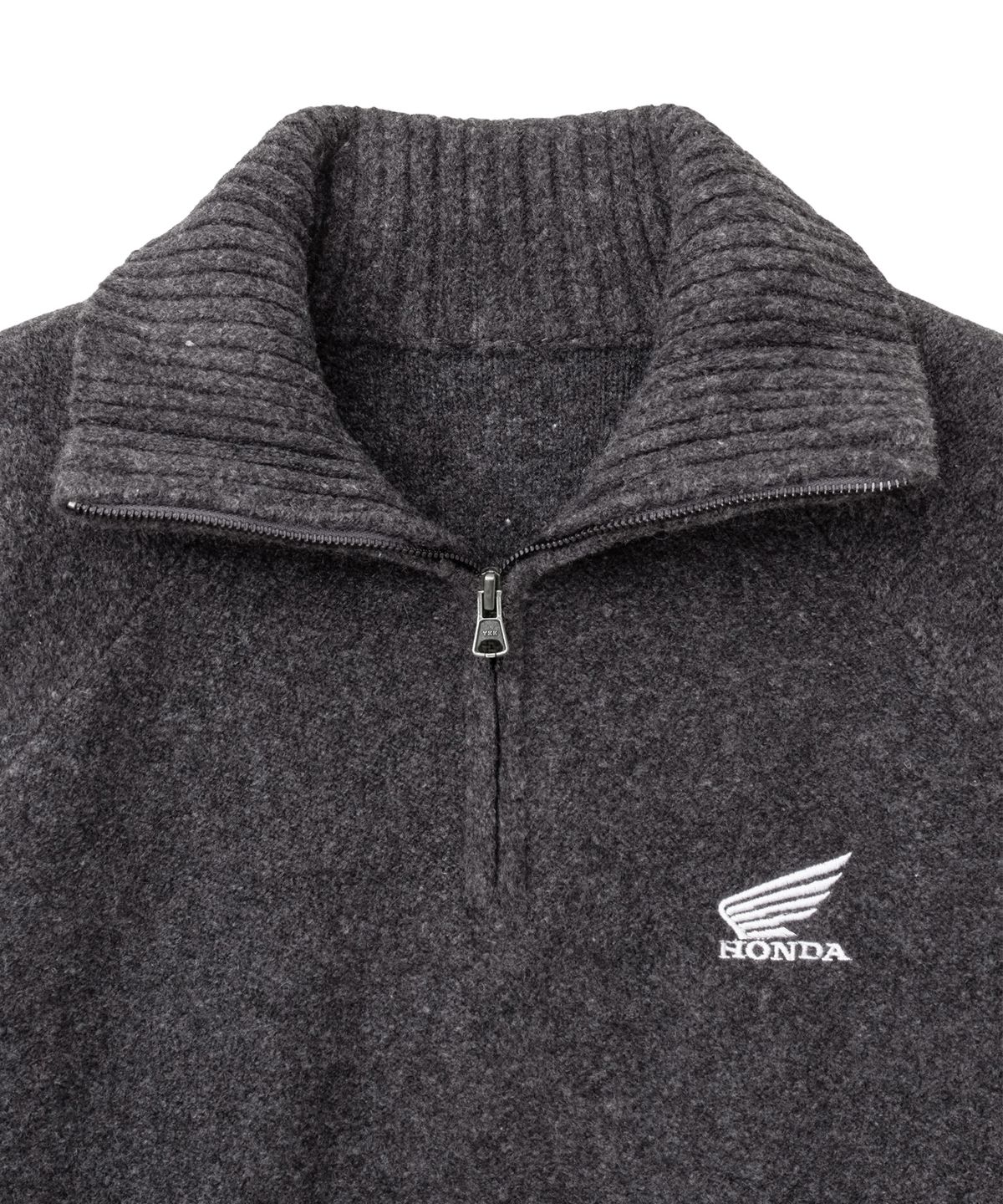 핍스 모터사이클(PHYPS MOTORCYCLE) Mesh Detail Half Zip Knit Charcoal