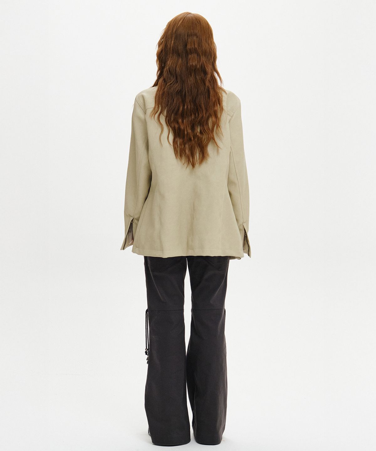 소르비(SORBEE) HIGH NECK STITCH LEATHER JACKET(FUR VEST SET) / BEIGE
