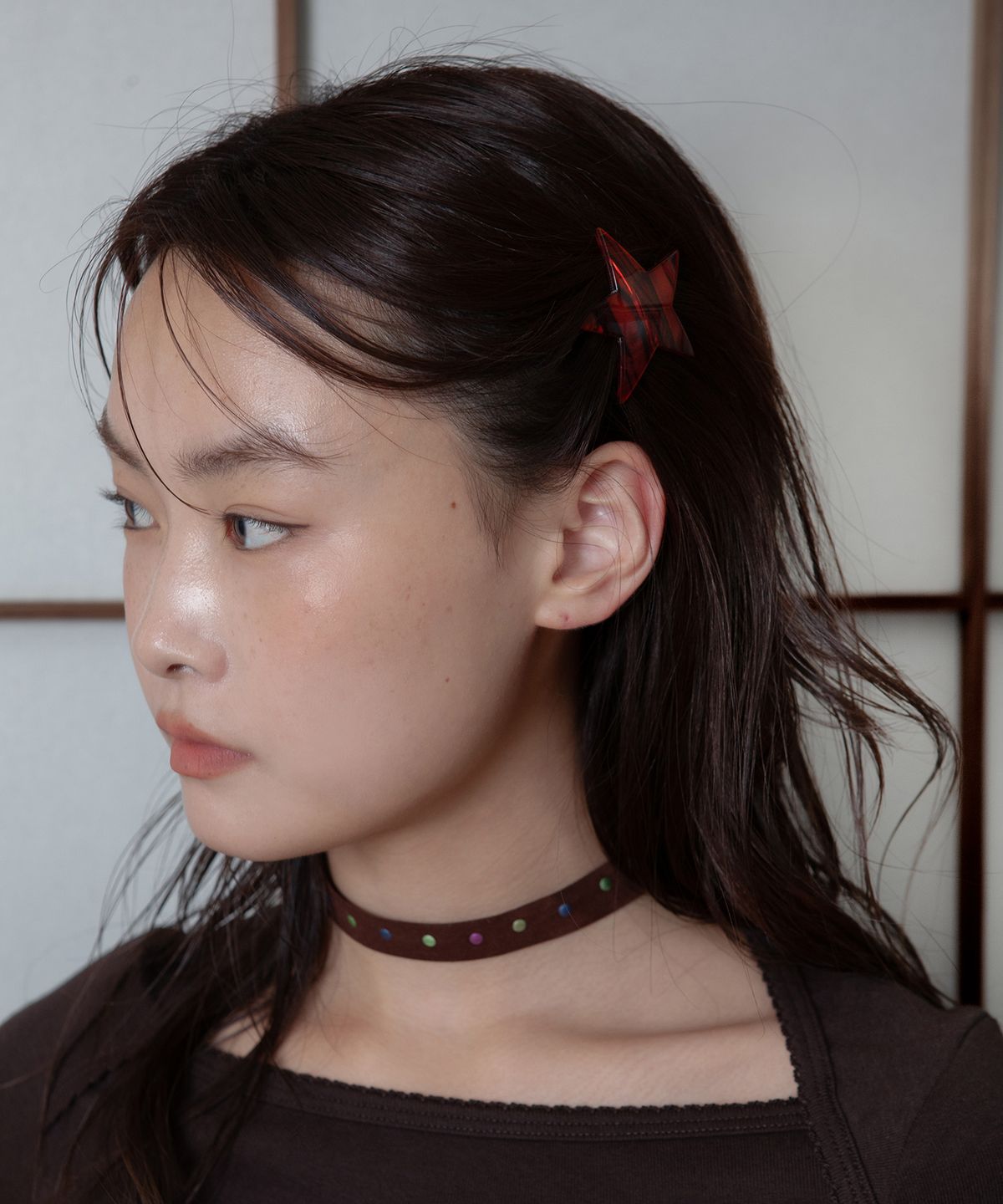 지지(GEEGEE) star aurora hair pin - red brown