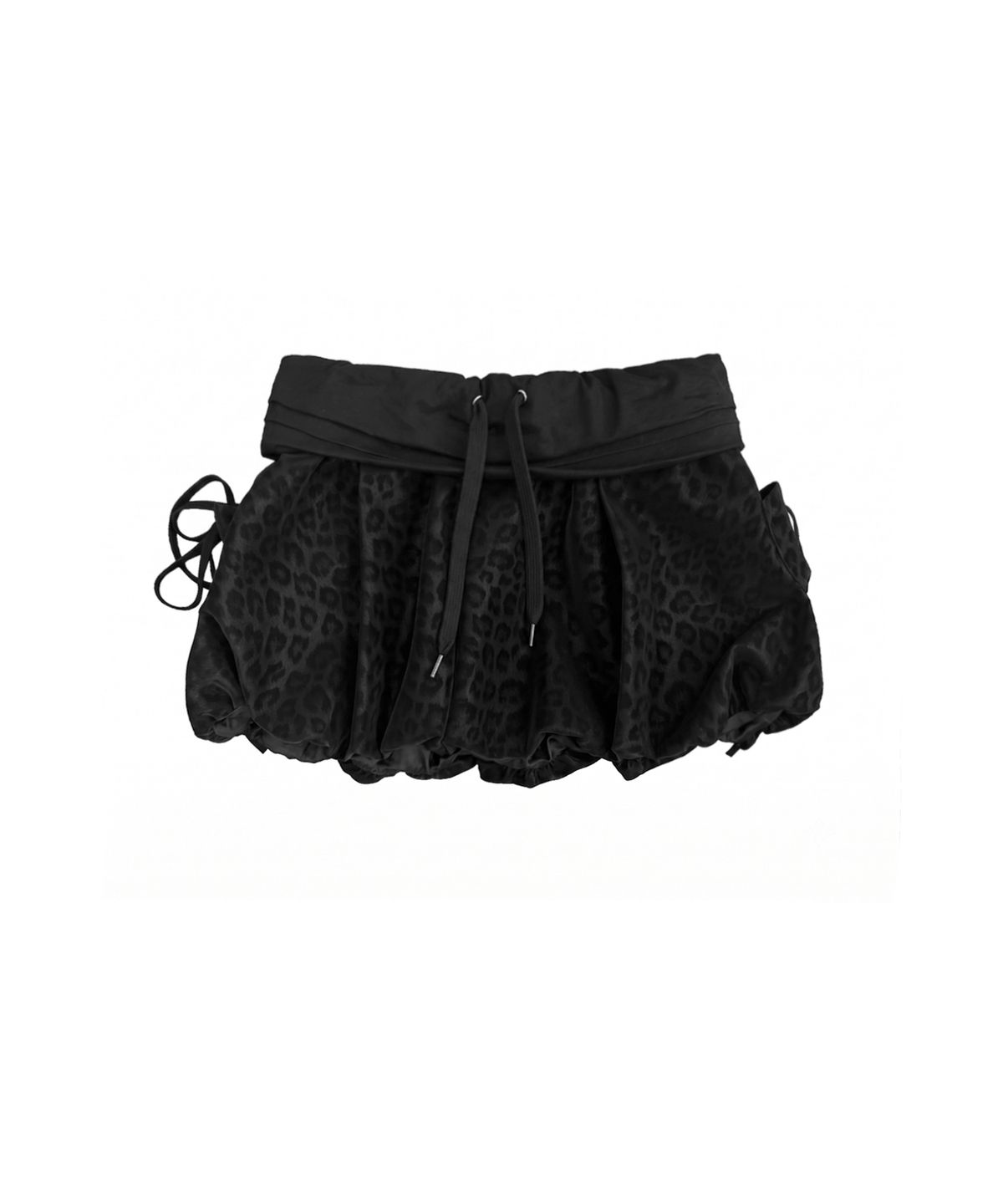 와이이이엘(YEEL) BALLOON RIBBON SHORT SKIRT LEOPARD BLACK