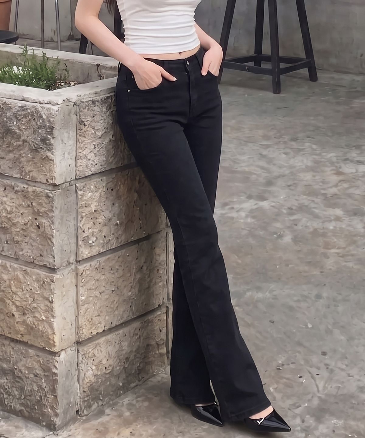 빼빼(BBAEBBAE) 골반볼륨 데일리 코튼 스판 부츠컷 면팬츠  2COLOR