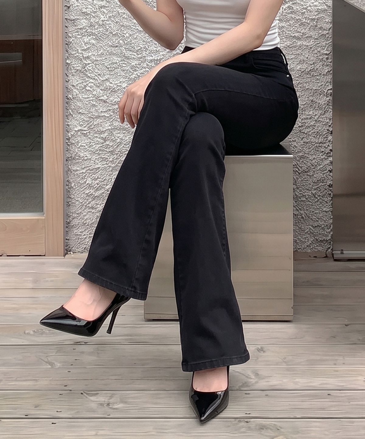 빼빼(BBAEBBAE) 골반볼륨 데일리 코튼 스판 부츠컷 면팬츠  2COLOR