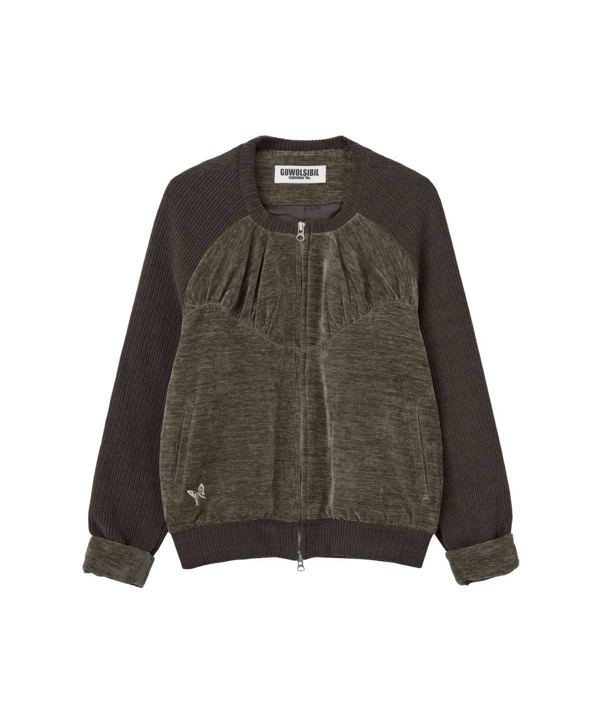 구월십일(GUWOLSIBIL) Soft Line Shirring Zip-up Brown