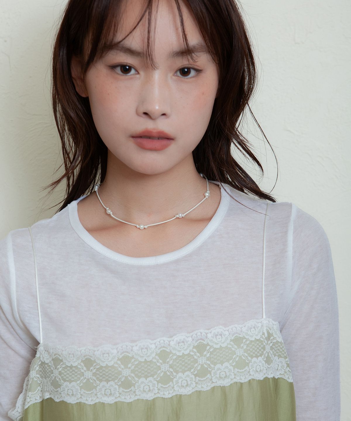 지지(GEEGEE) water pearl string necklace - ivory