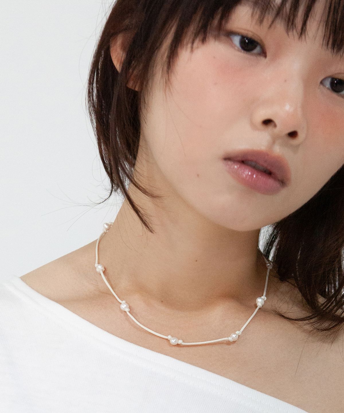 지지(GEEGEE) water pearl string necklace - ivory