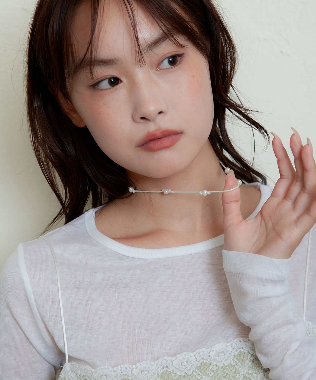 지지(GEEGEE) water pearl string necklace - ivory