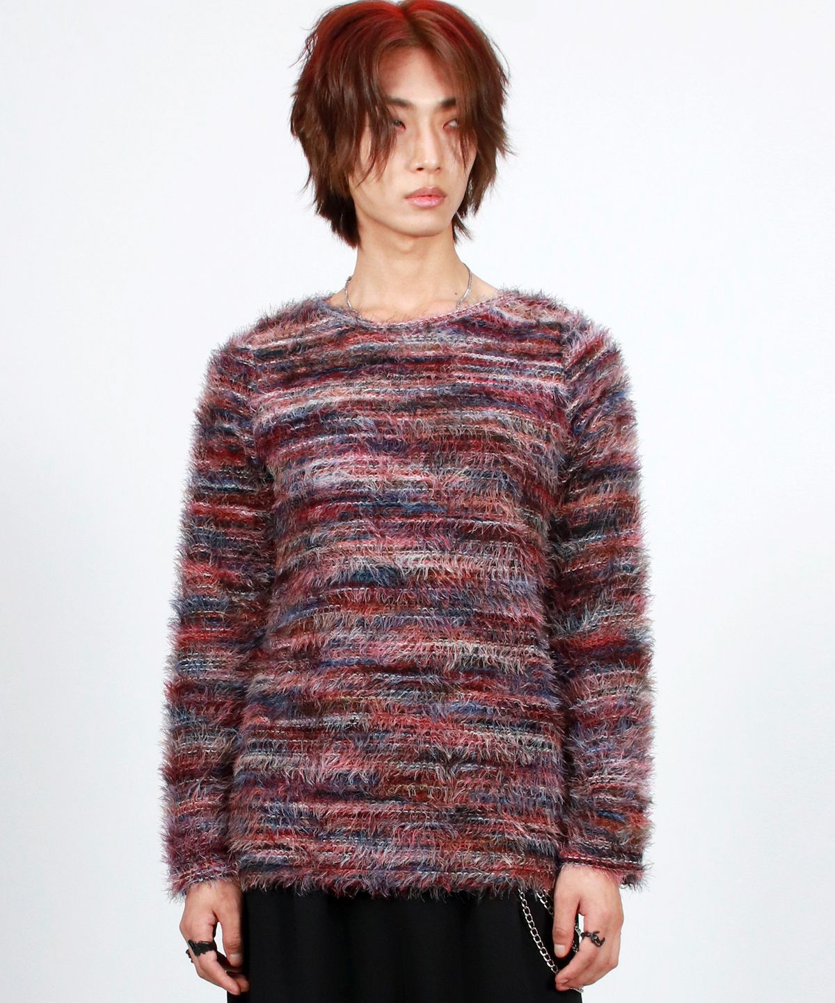 드마크(DEMARC) M Rainbow stripe boxy long sleeve knit pullover -  Pink