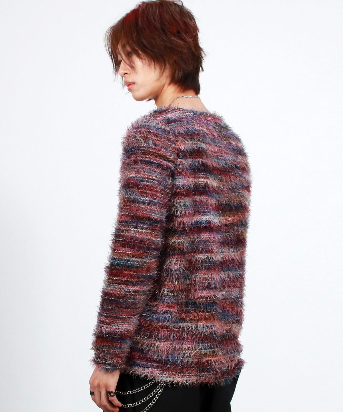 드마크(DEMARC) M Rainbow stripe boxy long sleeve knit pullover -  Pink