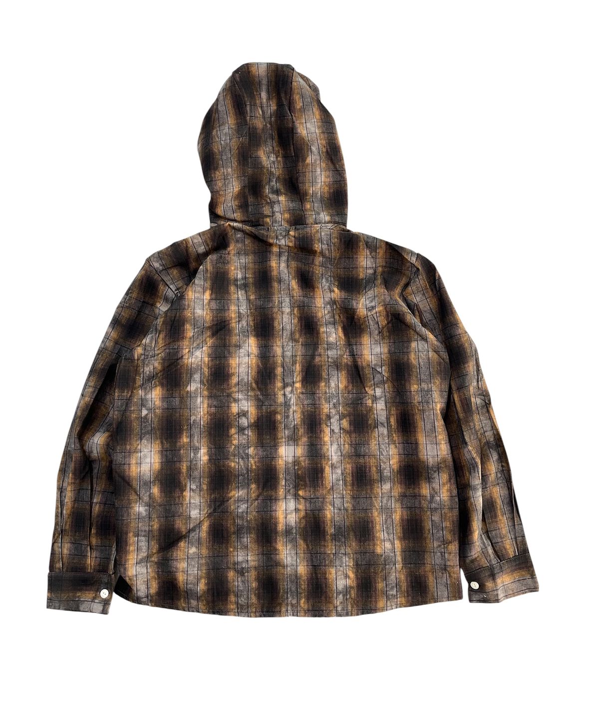 스케이터락(SK8ER ROCK) Cross Smudge Check Hooded Shirt (brown mix)
