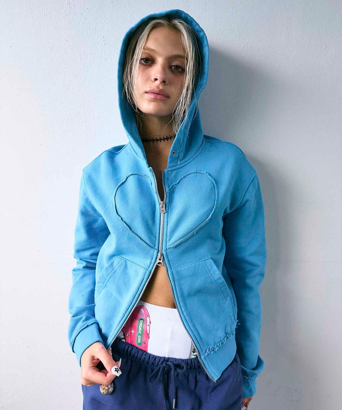 하이타이드 프랭키(HIGHTIDEFRANKIE) Cosmic Uniform Heart Zip-Up Hoodie Blue