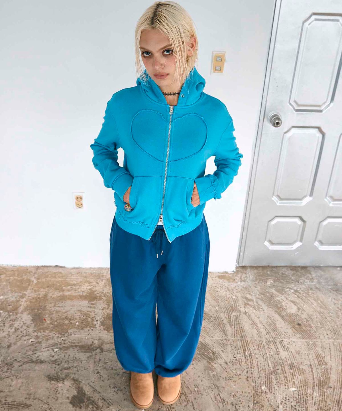 하이타이드 프랭키(HIGHTIDEFRANKIE) Cosmic Uniform Heart Zip-Up Hoodie Blue