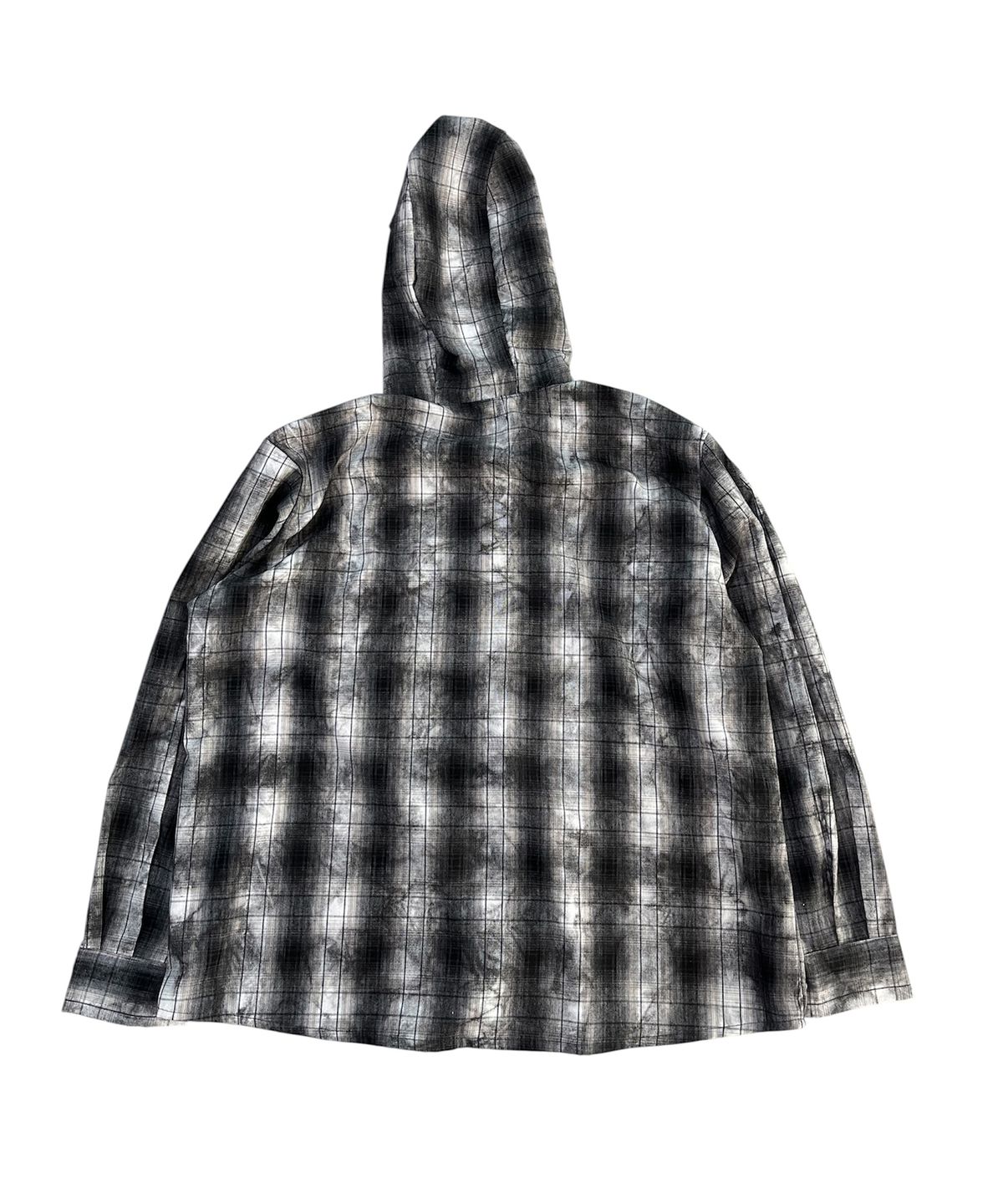 스케이터락(SK8ER ROCK) Cross Smudge Check Hooded Shirt (black mix)