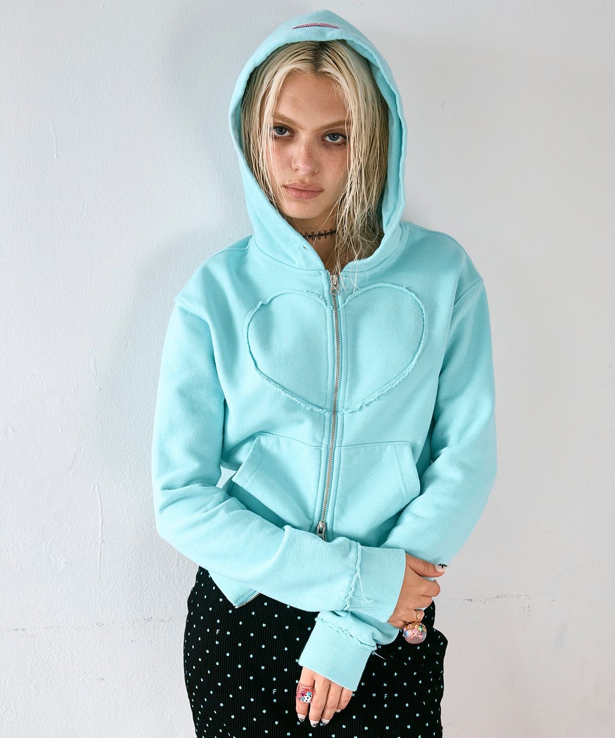 하이타이드 프랭키(HIGHTIDEFRANKIE) Cosmic Uniform Heart Zip-Up Hoodie Mint
