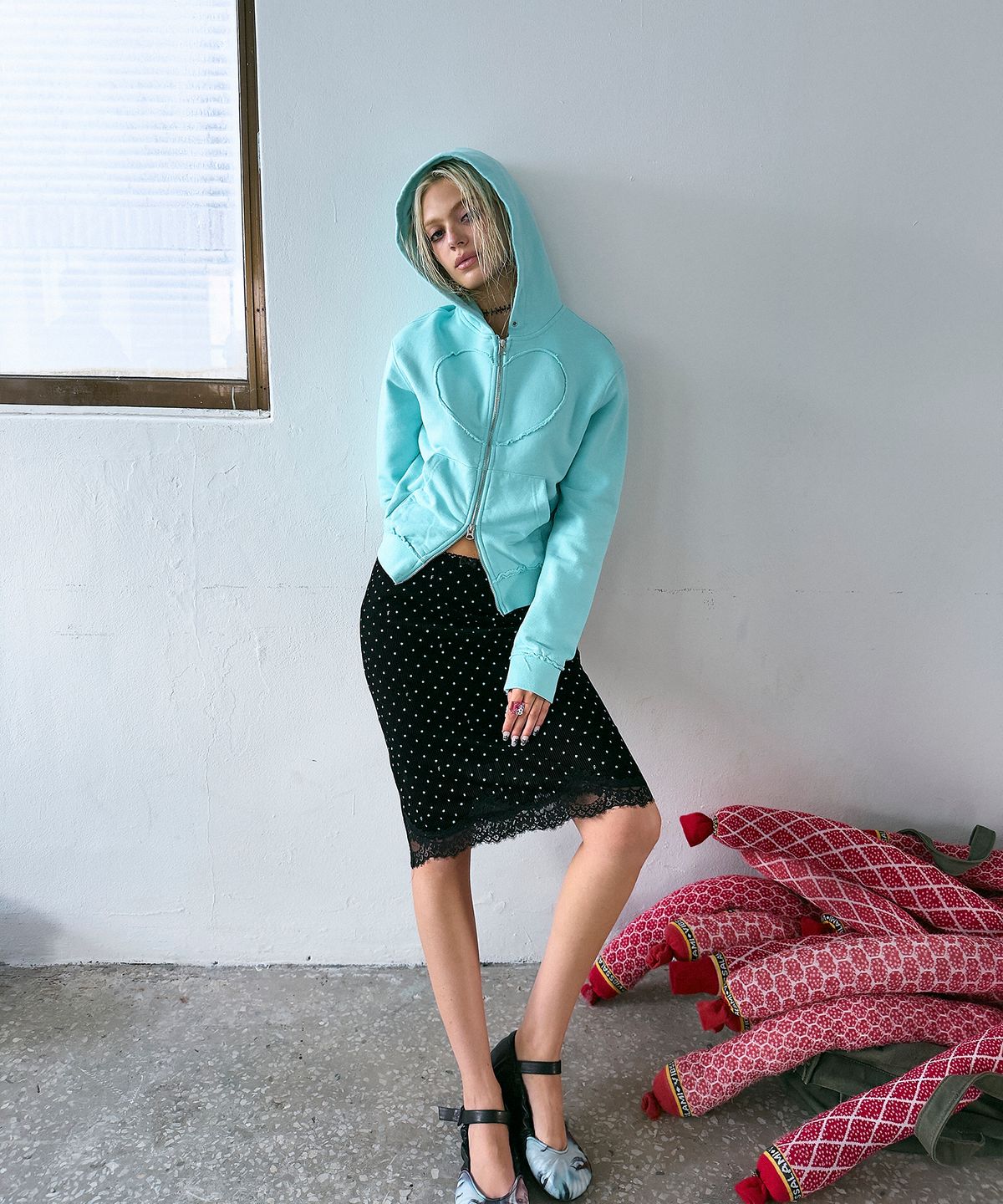 하이타이드 프랭키(HIGHTIDEFRANKIE) Cosmic Uniform Heart Zip-Up Hoodie Mint
