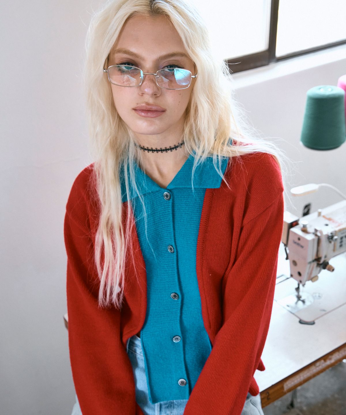 하이타이드 프랭키(HIGHTIDEFRANKIE) Cosmic Girl Layered Cardigan Red