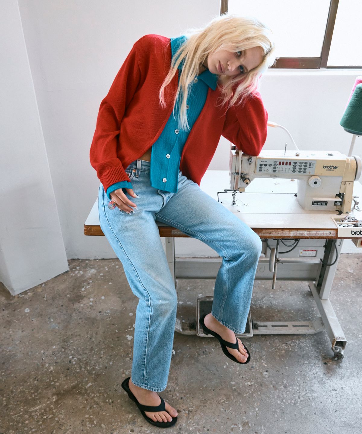 하이타이드 프랭키(HIGHTIDEFRANKIE) Cosmic Girl Layered Cardigan Red