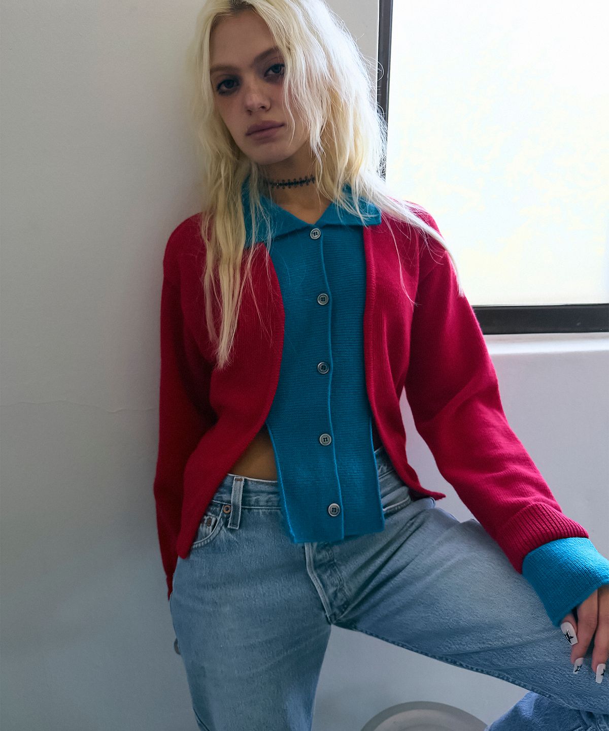 하이타이드 프랭키(HIGHTIDEFRANKIE) Cosmic Girl Layered Cardigan Red