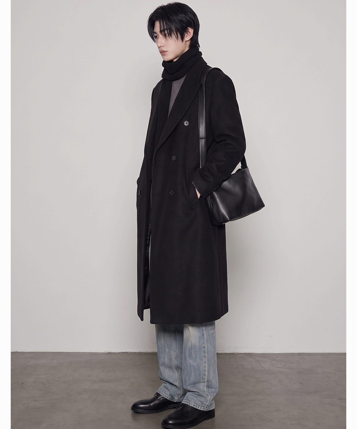 바운더리(BOUNDARY) DOUBLE LONG COAT BLACK