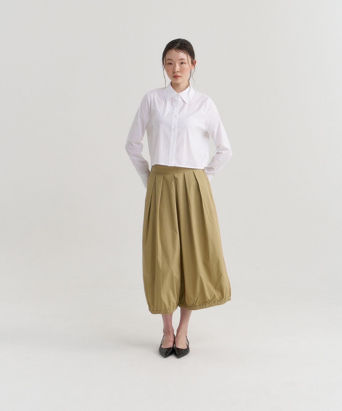 티백(TIBAEG) 크로에 크롭 셔츠 아이보리 CROE SH