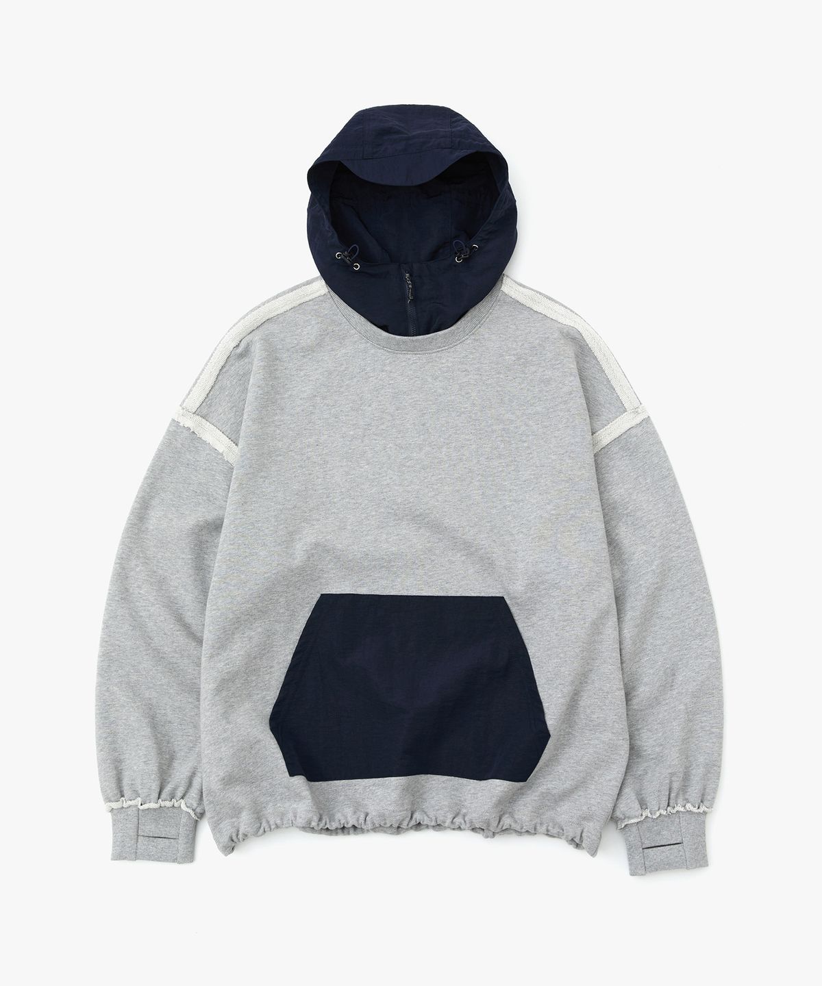 더블유엠씨(WMC) [담OOTD x WMC] 컬러블록 디스트로이드 후디_GREY