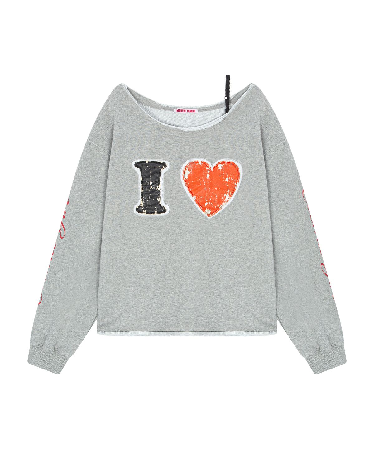 하이타이드 프랭키(HIGHTIDEFRANKIE) Love Cosmic Girl Off Shoulder Sweatshirt Melange Grey