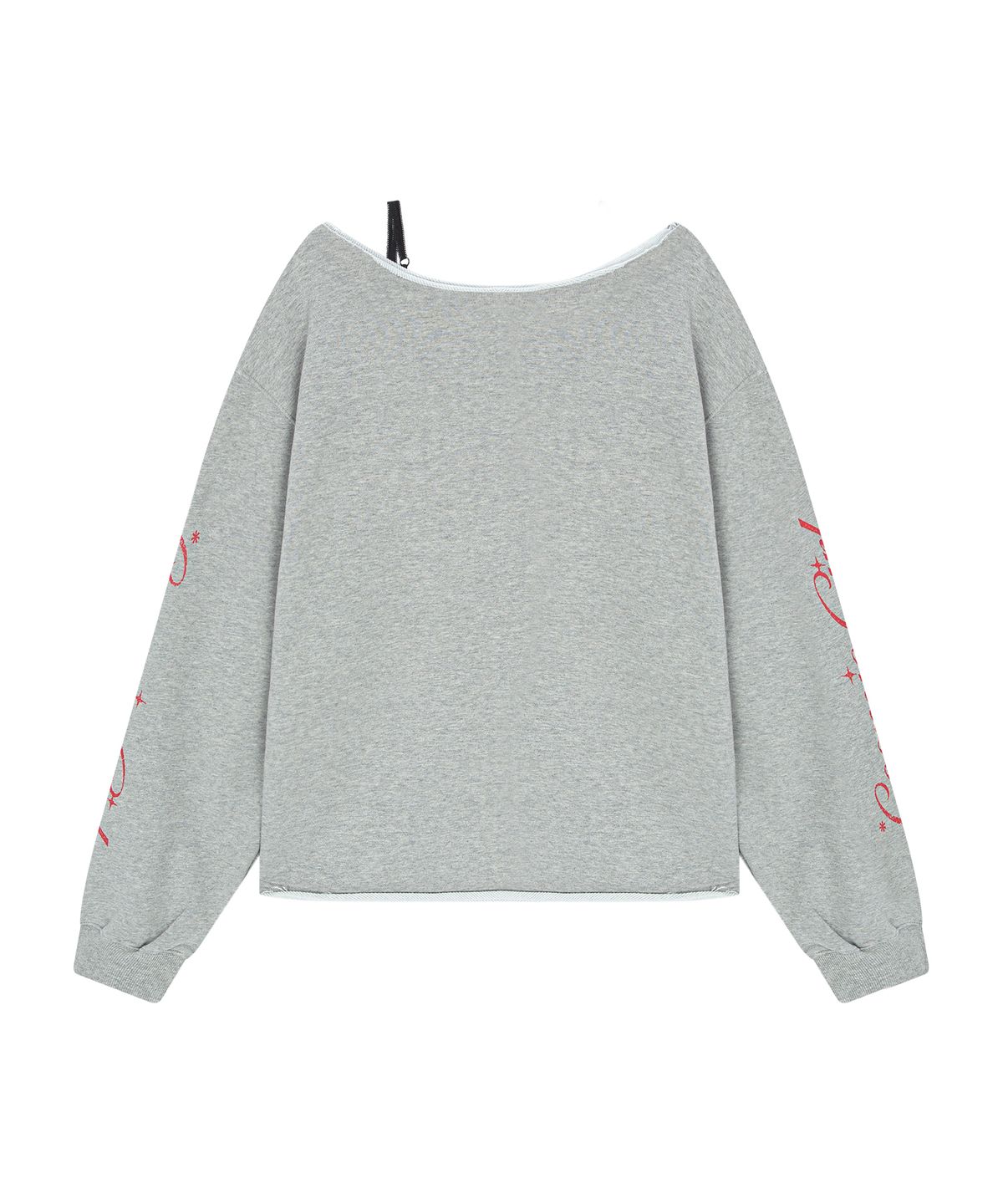 하이타이드 프랭키(HIGHTIDEFRANKIE) Love Cosmic Girl Off Shoulder Sweatshirt Melange Grey