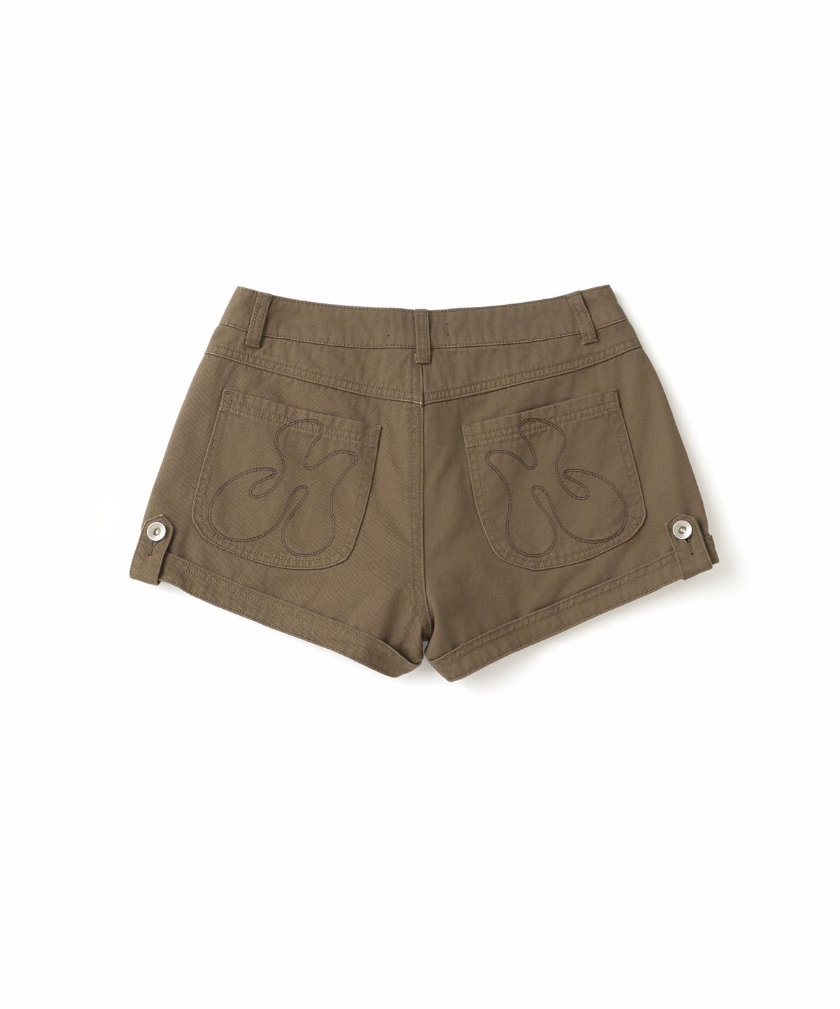 히쇼(HISYO) Back Pocket Stitch Roll Up Short Pants - Brown