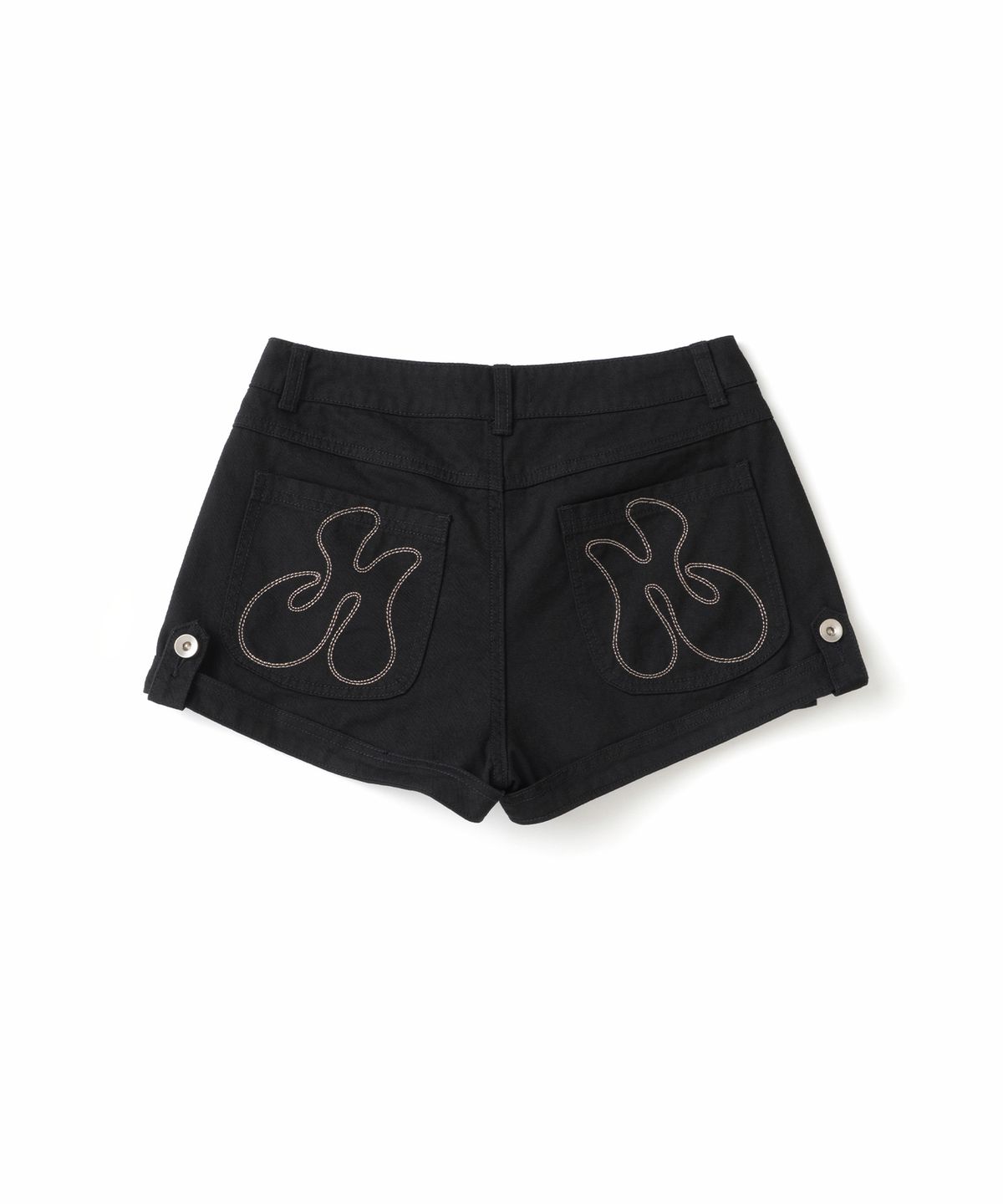 히쇼(HISYO) Back Pocket Stitch Roll Up Short Pants - Black