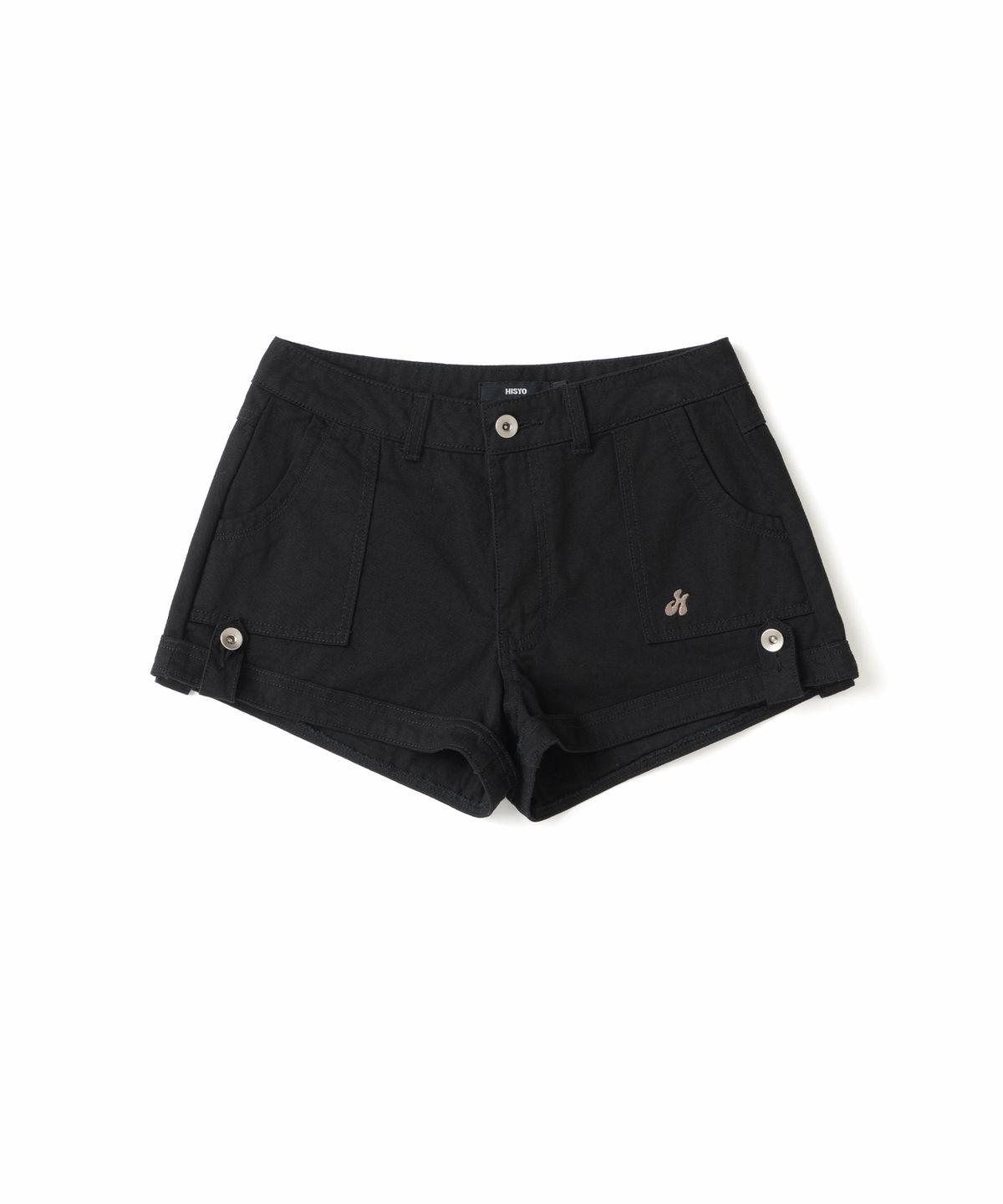 히쇼(HISYO) Back Pocket Stitch Roll Up Short Pants - Black