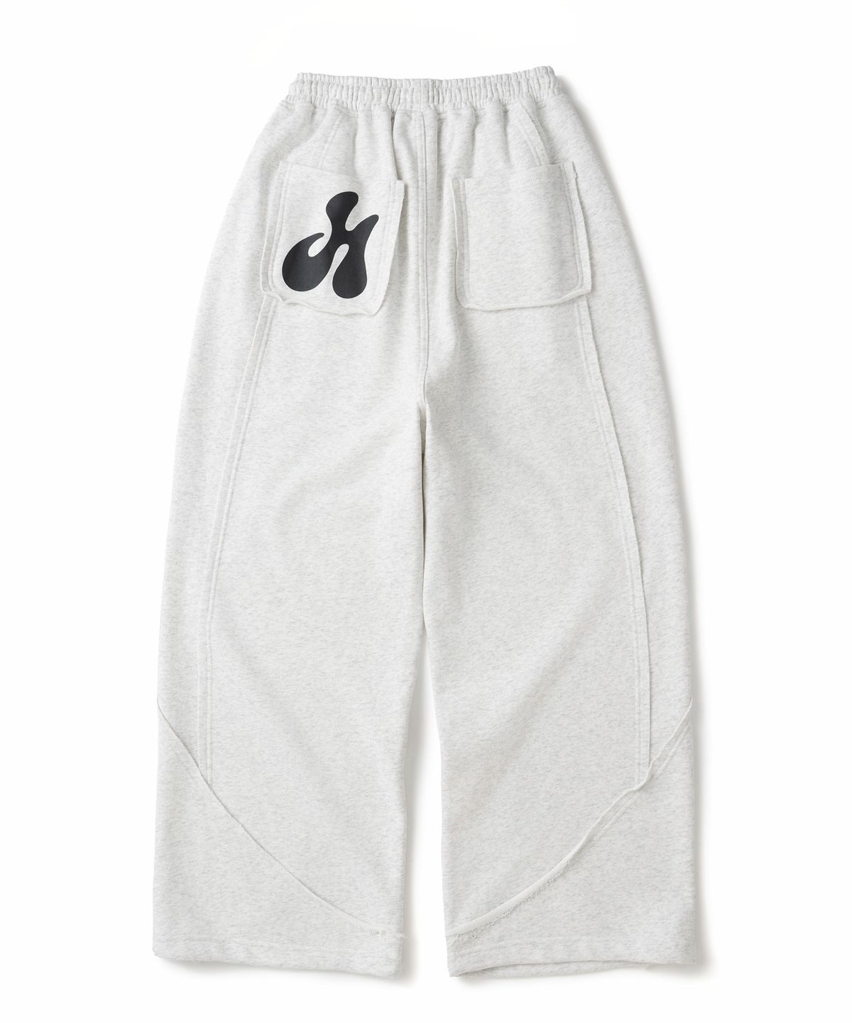 히쇼(HISYO) Diagonal Panel Raw Edge Sweat Pants - Light Grey