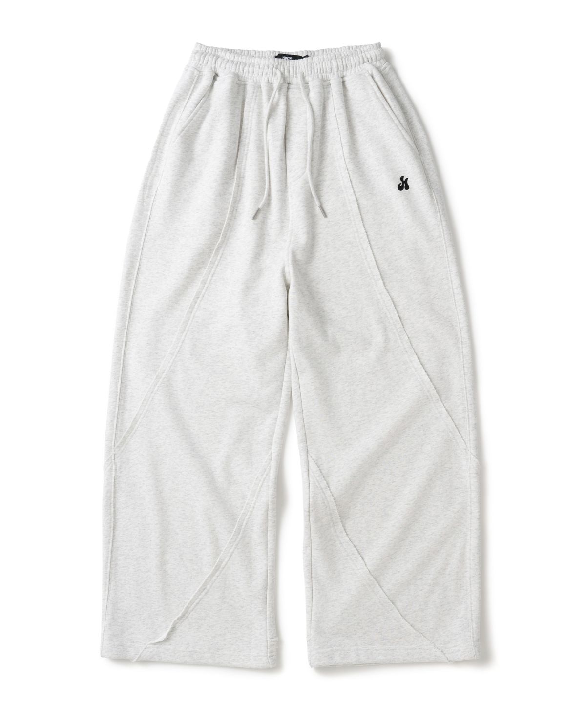 히쇼(HISYO) Diagonal Panel Raw Edge Sweat Pants - Light Grey