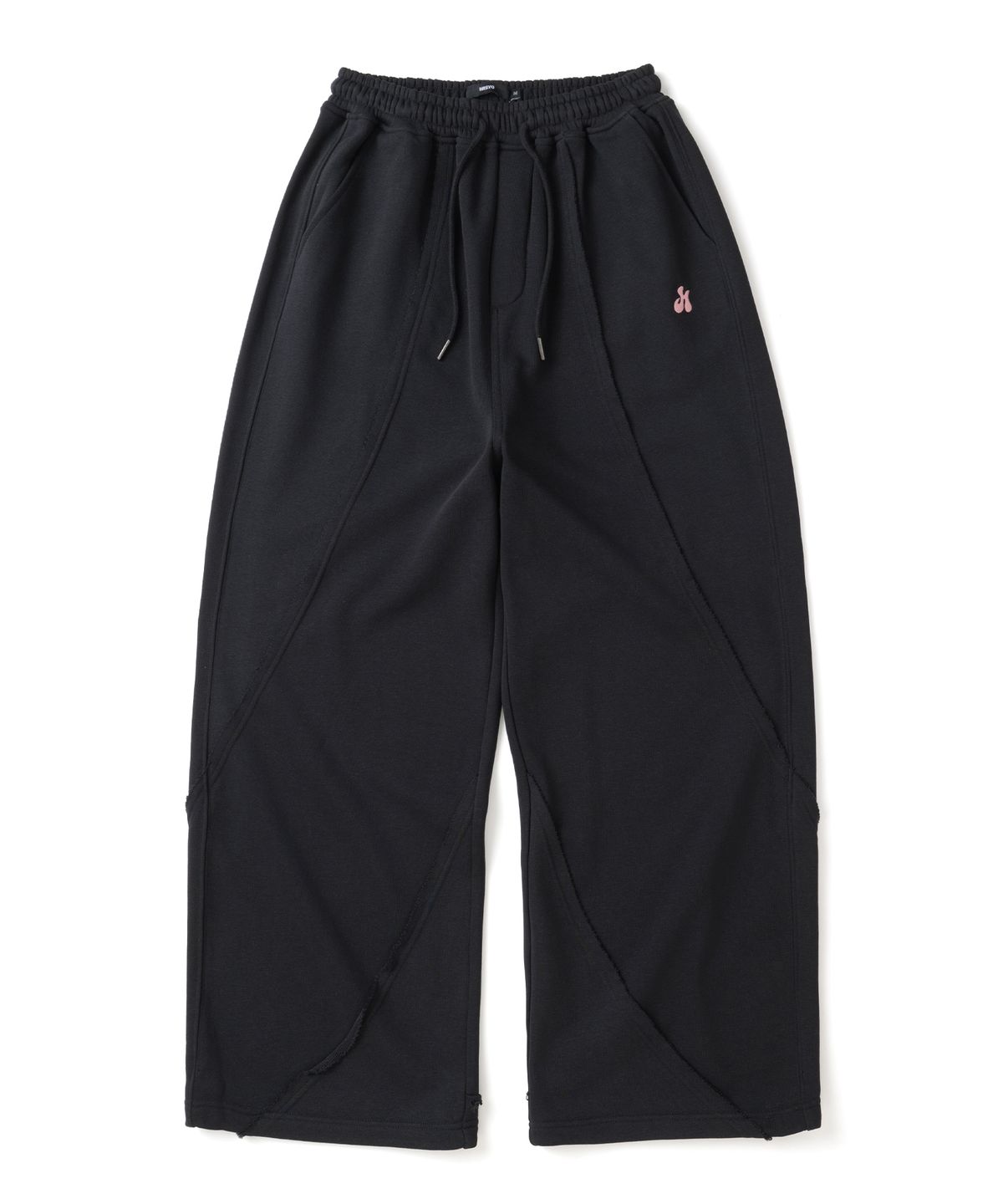 히쇼(HISYO) Diagonal Panel Raw Edge Sweat Pants - Black
