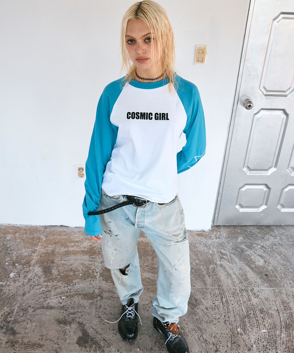 하이타이드 프랭키(HIGHTIDEFRANKIE) Cosmic Girls Club Raglan Tee Blue
