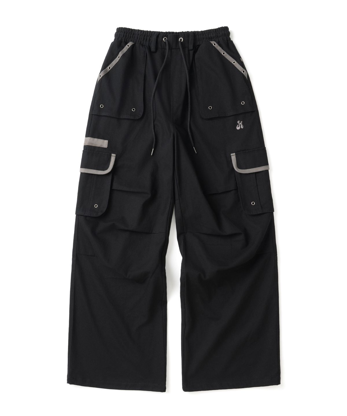 히쇼(HISYO) HISYO Lettering Parachute Cargo Pants - Black