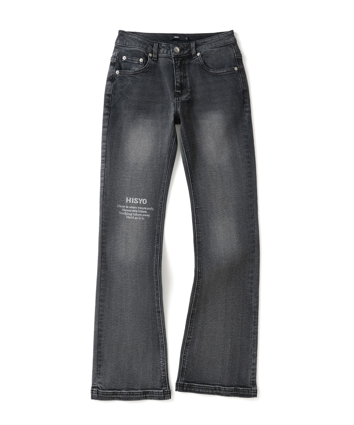 히쇼(HISYO) Back Stitch Low Rise Flare Fit Denim Pants - Black