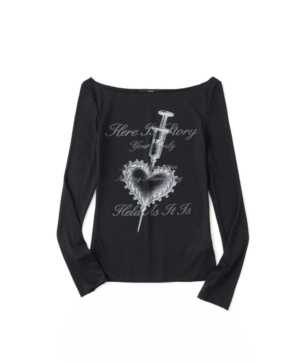 히쇼(HISYO) One Shoulder Heart Long Sleeve - Black