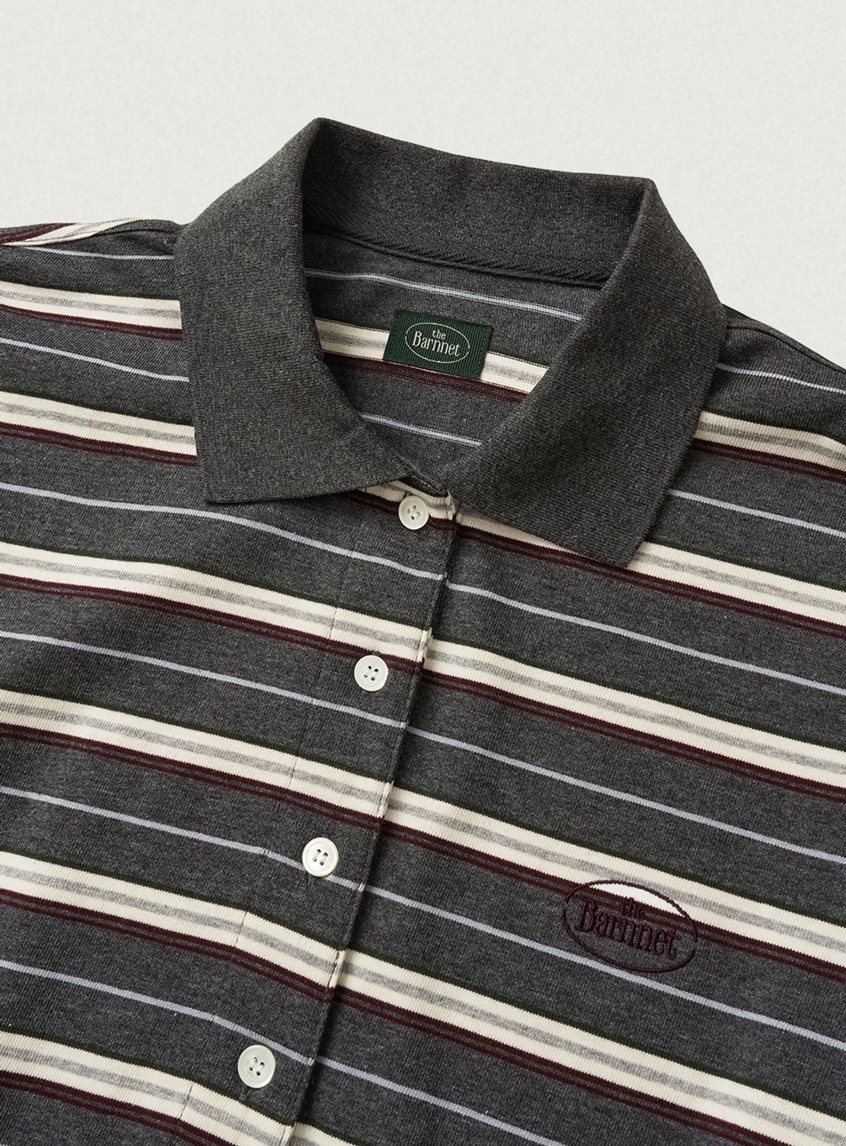 더바넷(THEBARNNET) Lang Stripe Polo Top_Grey