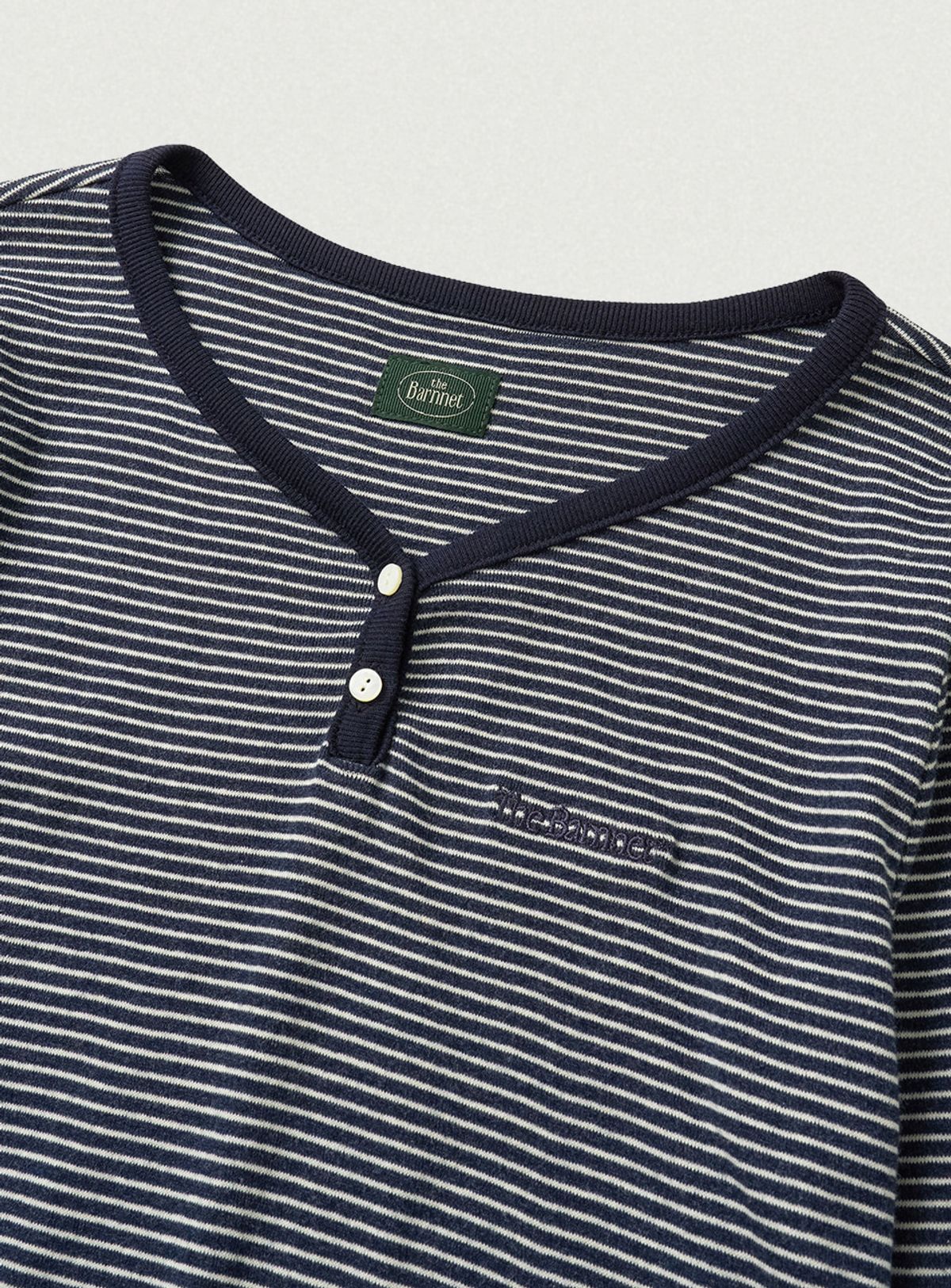 더바넷(THEBARNNET) Devon Stripe Henley T-Shirt_Navy