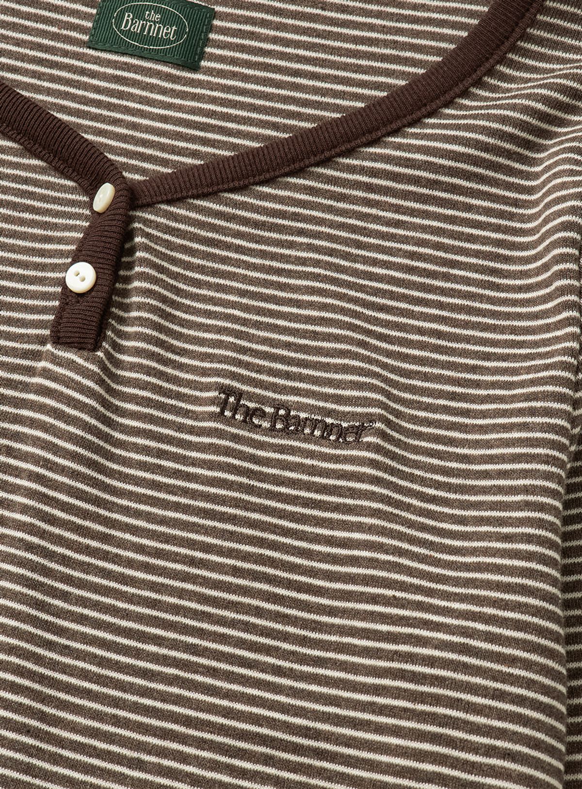 더바넷(THEBARNNET) Devon Stripe Henley T-Shirt_Brown