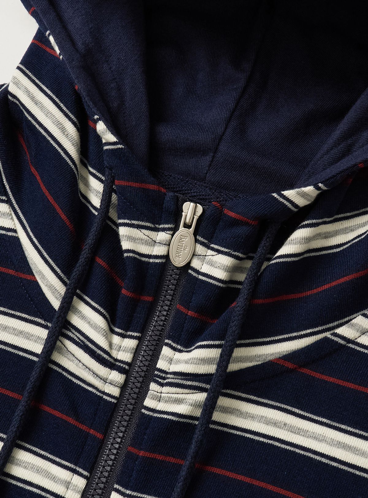 더바넷(THEBARNNET) Lang Stripe Zip-Up Hoodie_Navy
