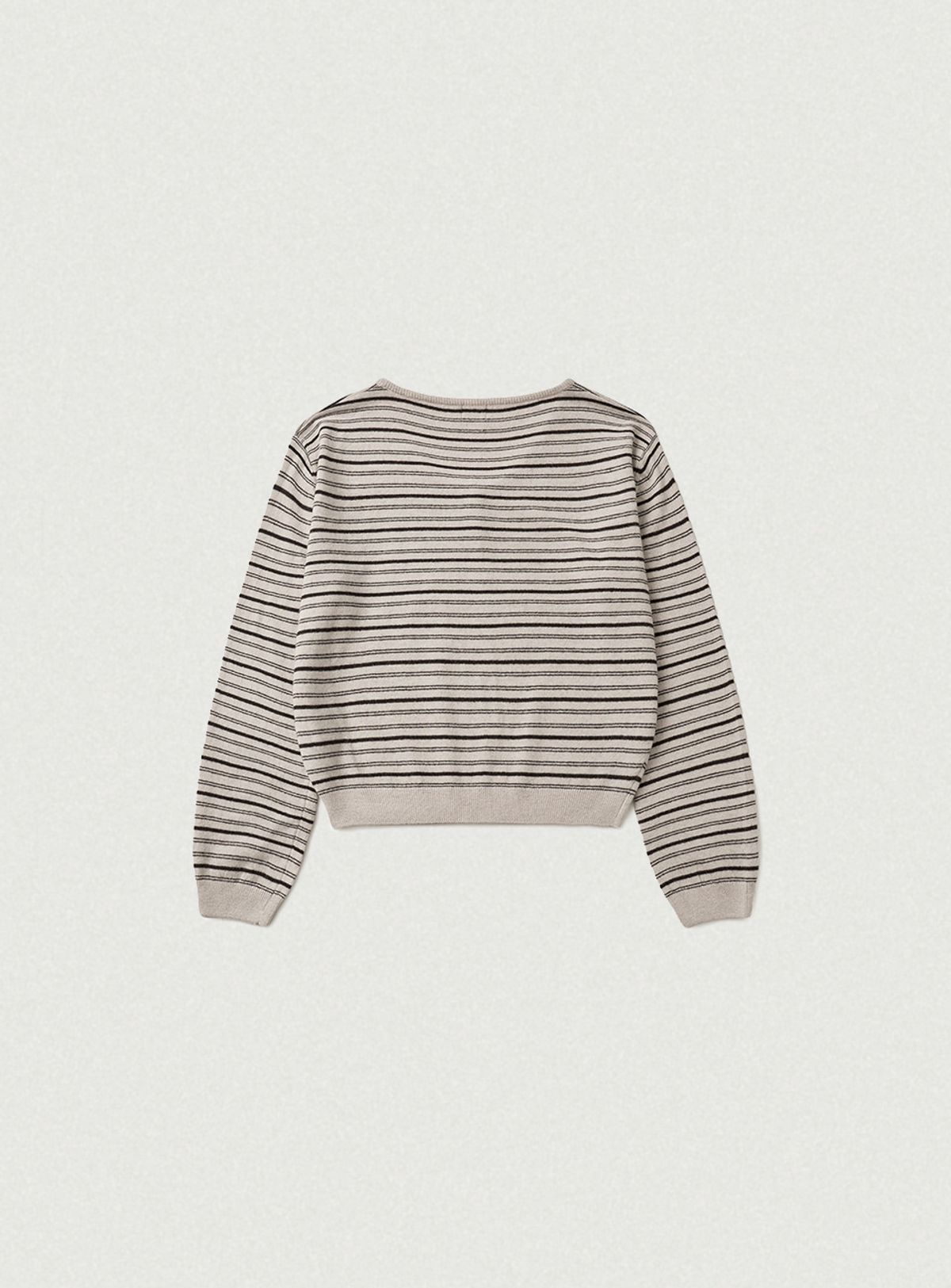 더바넷(THEBARNNET) Larry Stripe Henley Knit Top_Beige