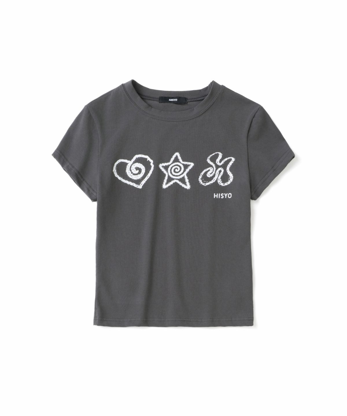 히쇼(HISYO) Symbol Check Applique T-Shirts - Charcoal