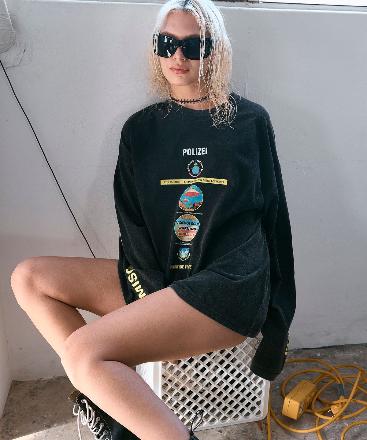 하이타이드 프랭키(HIGHTIDEFRANKIE) Cosmic Police Long Sleeve Black