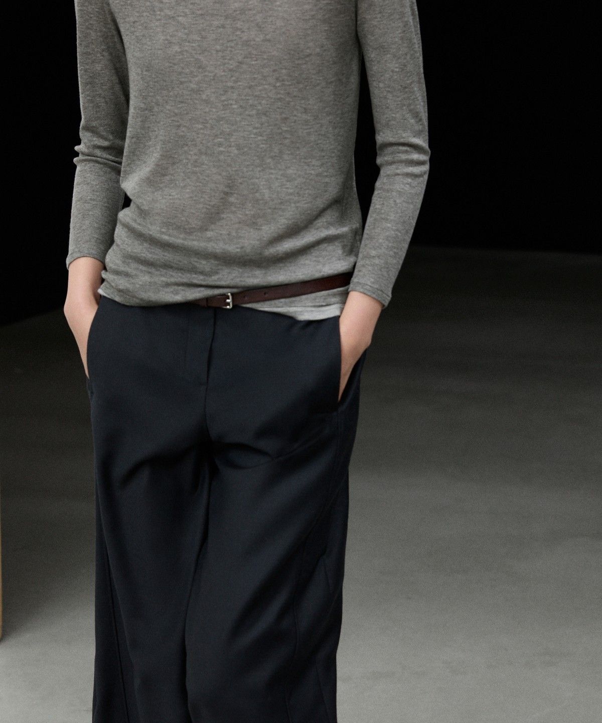 마시모두띠(MASSIMO DUTTI) 보트넥 페이크 더블 디테일 티셔츠