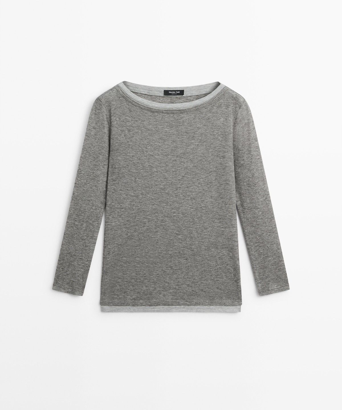 마시모두띠(MASSIMO DUTTI) 보트넥 페이크 더블 디테일 티셔츠