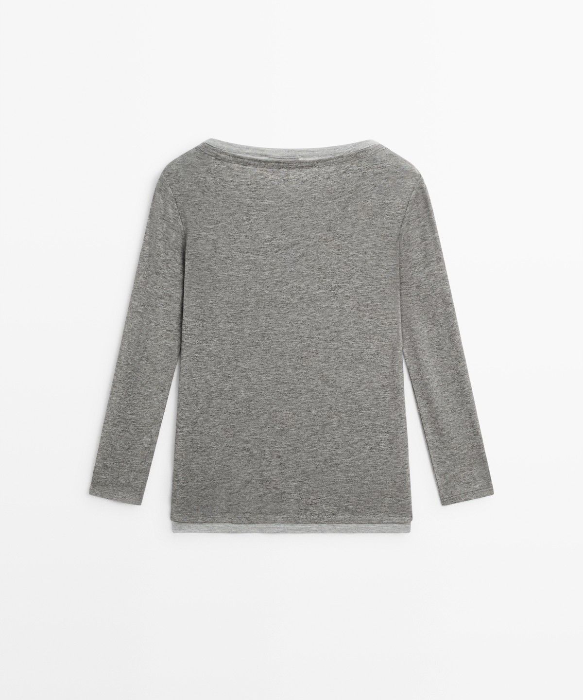 마시모두띠(MASSIMO DUTTI) 보트넥 페이크 더블 디테일 티셔츠