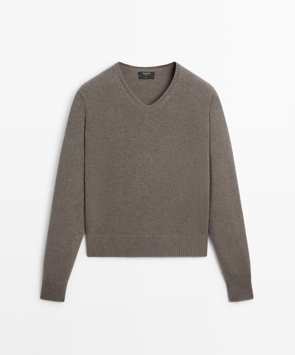 마시모두띠(MASSIMO DUTTI) 100% 울 하이 V넥 긴소매 리브 니트 스웨터